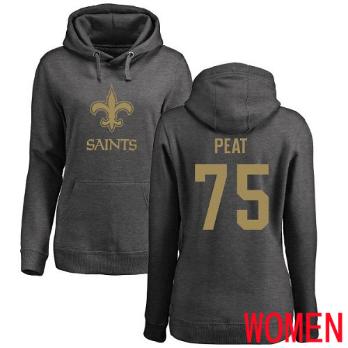 New Orleans Saints Ash Women Andrus Peat One Color NFL Football #75 Pullover Hoodie Sweatshirts->nfl t-shirts->Sports Accessory